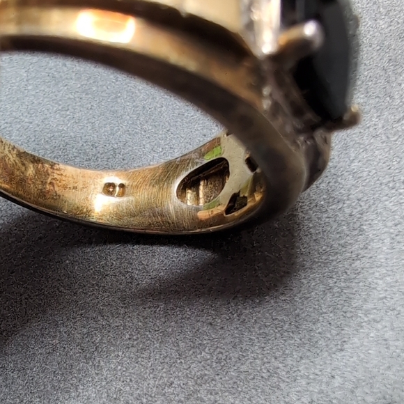 Men's Size 10 Silver 925 Ring With Black Stone And Accents - Picture 7 of 11